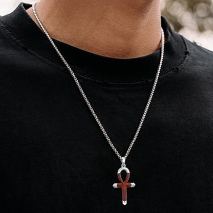 Cross Necklace for Men 925 Sterling Silver Cross Ebony Wooden Ankh Raven Praying Hands Crucifix Amulet Religious Jewelry Gifts for Men Women - color: Cross15