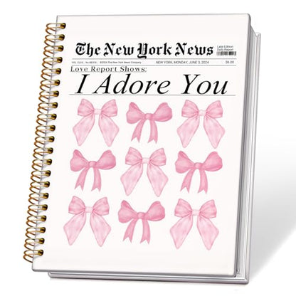 Coquette Pink Bow Notebook, Girly Preppy Notebooks for Note Taking, Preppy Bow Journal, Pink Aesthetic Journals for Writing, Coquette Girly Office Supplies, 5.5x8.3 Inch - color: 05-Bible(03)