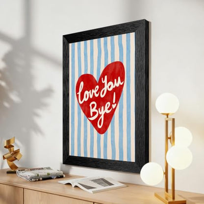 Love You Bye Canvas Wall Art Heart Poster 24x36in Black Framed Flat - color: style 07, size: 24"L x 36"W