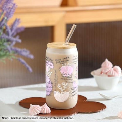 4Pcs Bible Verse Coffee Mug 16oz, Christian Gifts For Women, My Daily Bible Affirmations Tumbler, Religious Gift & Bible Accessories for Sister, Wife and Friends, Iced Coffee Cups with Lid & Straw - color: 4Pcs