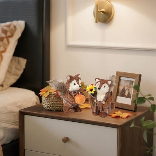 winemana 2 Pack Fox Fall Decorations for Home, Thanksgiving Table Decor - style: style 2