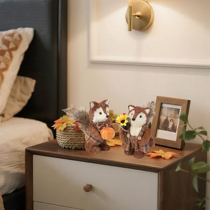 winemana 2 Pack Fox Fall Decorations for Home, Thanksgiving Table Decor - style: style 2