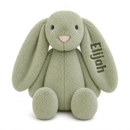Personalized Embroidered Green Stuffed Bunny, Baby Boy Gift, Bunny Plush, Cute Stuffed Animal, Stuffed Animals for babies, Baby Dedication Gifts for Boys, Rabbit Toy, Newborn Toy (Green Bunny) - color: Green Bunny