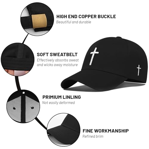 3D Embroidered Christian Hat for Men & Women, Jesus Faith Cross Hat, Religious Gifts for Christians Clothes - color: Cross-black