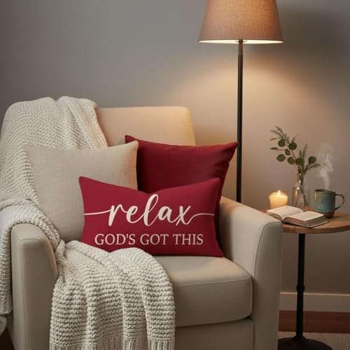 Decorative Throw Pillow Covers 12x20 Inch Set of 2 – Crimson Red - color: Crimson Red