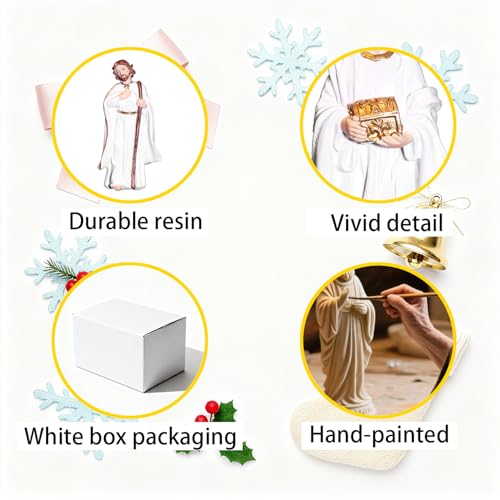 Nativity Set Figures12 Pcs Christmas Scene White Indoor Catholic Manger Set - color: White, size: 6 inches