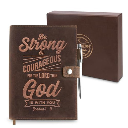 moonster Leather Journal for Men and Women – Full-Grain Buffalo Leather Bible Journal, Bible Study Journal, Daily Journal with Pen – Leather Notebook, Journals for Women, Sermon Notes Notebook Gift