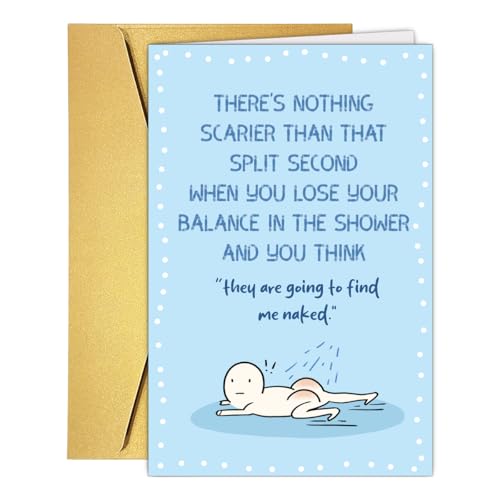 Funny Sarcastic Friendship Birthday Card for Bistie Friend, Humorous Just Because Card for Her Him, Relatable Shower Slip Meme Greeting Card - color: #1
