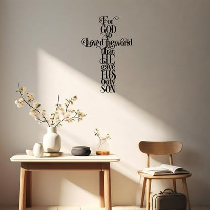 YKANYN Metal Cross Wall Decor, For God So Loves the World Wall Art