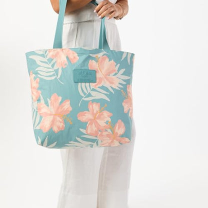 ALOHA Collection Day Tripper Tote | Lightweight, Packable, and Splash-Proof Beach Tote Bag | Easy to Clean - color: Pink Salt and Tide, size: One Size - Day Tripper Tote