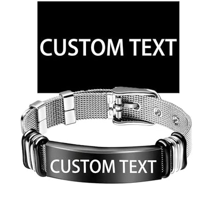Personalized Cross Bible Verse Bracelets Inspirational Christian Wristbands Catholic Religious Jewelry Gifts for Him/Men Son/Dad/Boyfriend/Husband Adjustable Stainless Steel Bracelet - color: SILVER PERSONLIZED