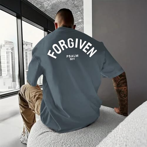 Christian Jesus Shirts for Men God Religious Faith Shirt Bible Verse Inspirational Oversized Graphic Tees Tops - color: Dark Gray, size: Medium