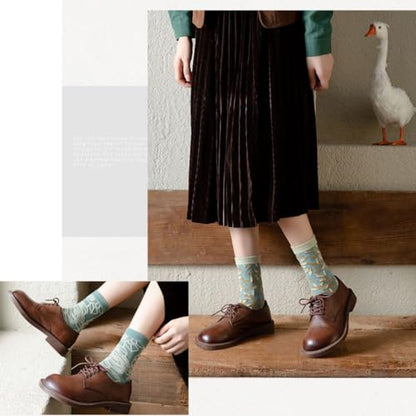 Lavish Lavender Argyle Socks for Women, Lightweight Dress Socks - color: 5pair-green