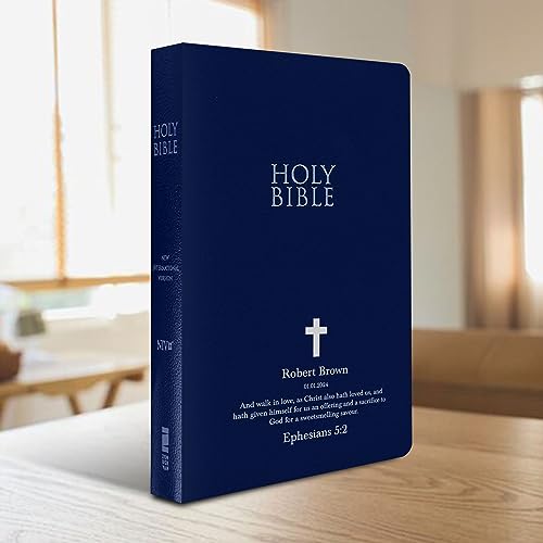 Personalized NIV Small Print Bible for Adults, Name Engraved, Standard Size - color: Blue, style: New International Version