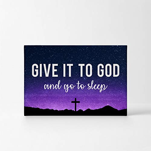 Smile Art Design Scripture Wall Decor Canvas Print Give it to God and Go to Sleep Jesus Lord Christ Pray Cross Religious Family Room Home Decor Christian Art Inspirational Quote Ready to Hang - 8x12 - color: Christian Canvas H26, size: 12"L x 8"W