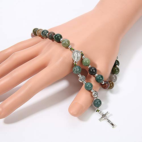 8mm Handmade Anglican Prayer Beads Rosary for Women - color: Silver (IndiaAgate)