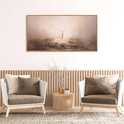 Aurlan Jesus Good Shepherd Lost Sheep Framed Canvas Wall Art 40x20 Inch - color: Jesus Leaves The 99 Parable of The Lost Sheep, size: 40"L x 20"W