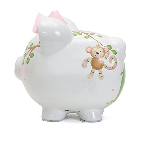 Child to Cherish Ceramic Piggy Bank for Girls, Pink Tropical Punch - color: Pink Tropical Punch