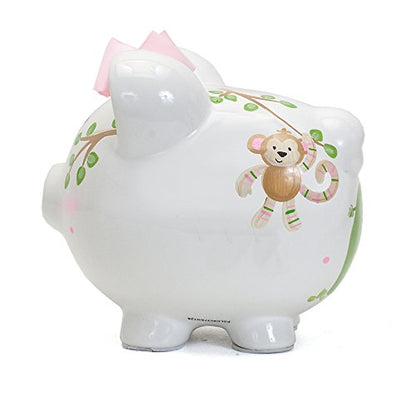 Child to Cherish Ceramic Piggy Bank for Girls, Pink Tropical Punch - color: Pink Tropical Punch