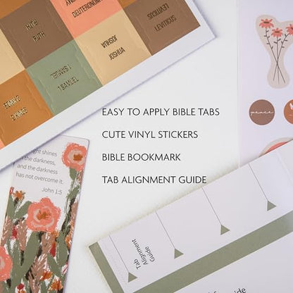 DiverseBee Laminated Bible Tabs with Gold Embossed Lettering (Meadow) - color: Meadow