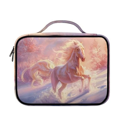 Bible Cover Church Carrying Book Case Polyester Bible Protective with Pen Slots and Zippered Pocket Customizable - color: White Horse