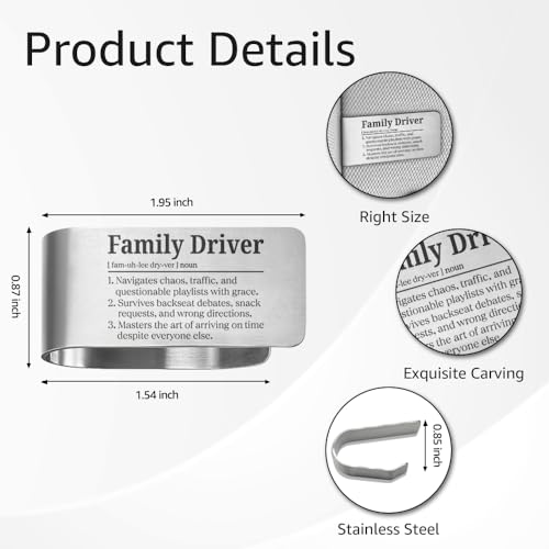 Family Driver Car Visor Clip, Safe Driving Reminder Gifts for Men - color: Silver101