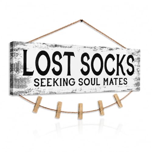 Lost Socks Laundry Room Sign Farmhouse Wall Decor 6"x14.5" - color: Lost Socks