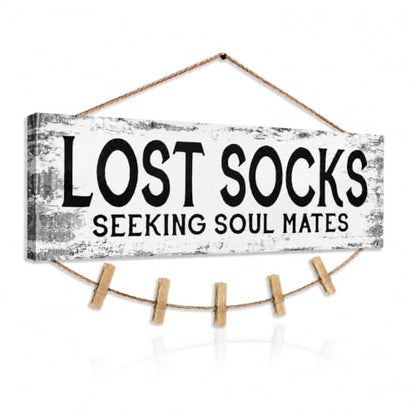 Lost Socks Laundry Room Sign Farmhouse Wall Decor 6"x14.5" - color: Lost Socks