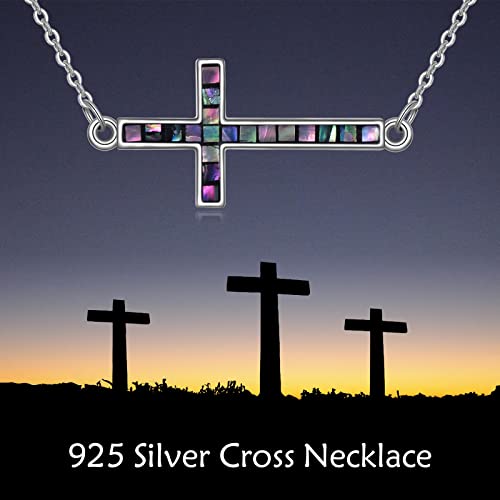 YFN Cross Necklace Sterling Silver Religious Cross Pendant Jewelry Christian Gifts for Women Men - style: E. Abalone Shell