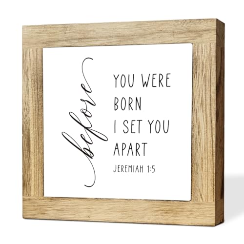 Home Wood Decor, Before You Were Born I Set You Apart Jeremiah 1:5, Minimalist Christian Wooden Sign, Office Shelf Accent, Housewarming Gift, Holiday Gift, 5.9 x 5.9 in - color: Religion Sign 07
