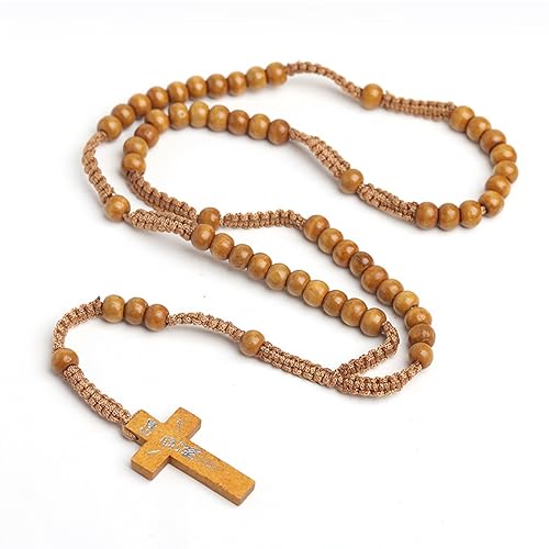 4 Pack Wooden Rosary Set, Catholic Prayer Beads in 4 Colors