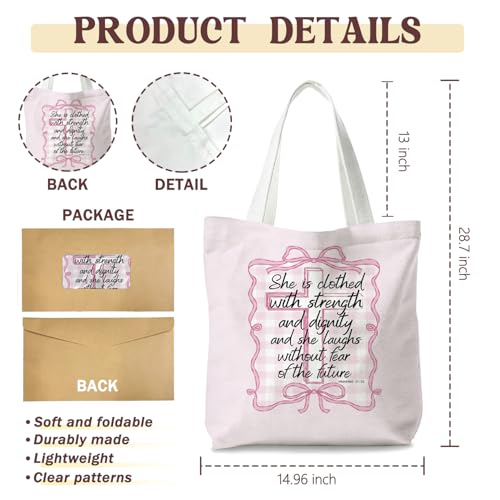Bible Tote Bags Cute Christian Preppy Canvas Tote Bag Christian Gifts for Women Reusable Shopping Bags(Parent) - color: Bible-7