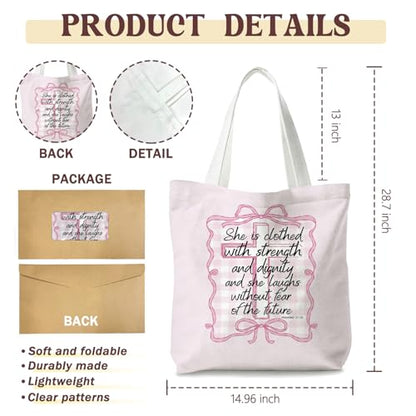 Bible Tote Bags Cute Christian Preppy Canvas Tote Bag Christian Gifts for Women Reusable Shopping Bags(Parent) - color: Bible-7