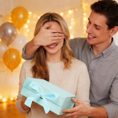 Aimyoo 5 Pack Light Blue Gift Box with Ribbon, 8.6x6.7x3.4 inch Groomsman Proposal Box for Presents with Magnetic Closure Lids, Rectangle Collapsible Luxury Box for Wedding, Christmas, Halloween, Birthday - color: Light Blue 8.6x6.7x3.4 inch-5 Pack