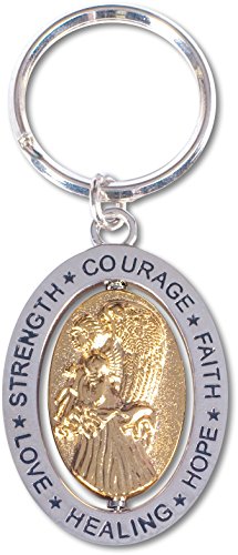 AngelStar Hope/Courage/Strength/Love/Healing/Faith Angel Key Chain, Silver, 1.75"