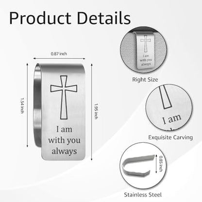 I Am with You Always Car Visor Clip, Religious Visor Clip for Men - color: Silver43