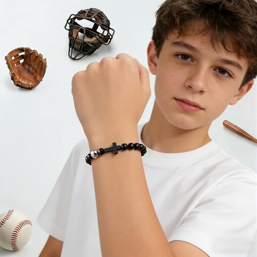 Trinckle Cross Bracelet for Men, Soccer Baseball Gifts for Teen Boy - color: Baseball Bracelet
