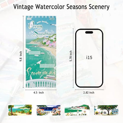 Summer Scenery Sticker Book, PET & Washi Stickers for Journaling - color: Blue-ocean Sunshine