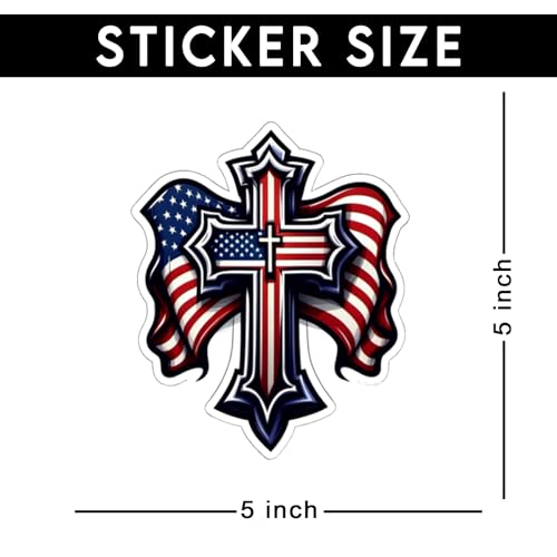 American Flag Cross Sticker 5 Inch – Christian Patriotic Vinyl Decal Waterproof USA Faith Jesus Religious Sticker for Car Truck Laptop Window Bumper - color: 05