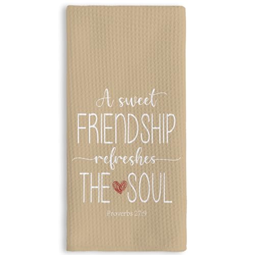 TNUW Friend Gifts for Women Kitchen Towels 16X24In, Christian Gifts for Women Faith, Friends Gifts, Friendship Gifts Hand Tea Towels for Kitchen Bathroom Decor(Light Beige) - color: Light Beige