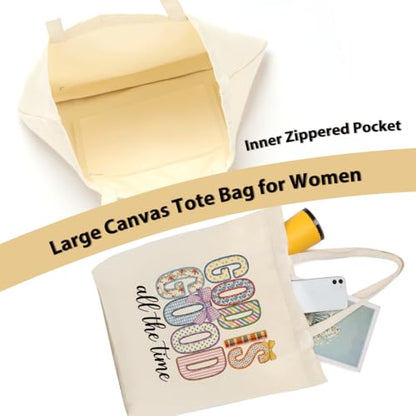Faith Canvas Tote Bag, Christian Gifts for Women Girls Mom Sister Inspirational Bible Verse Birthday Christmas - color: Boho Christian 813