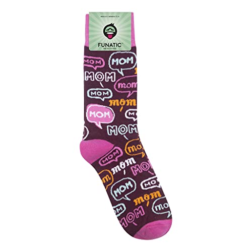 FUNATIC Crazy Socks with Funny Sayings - Novelty Gift for Men, Women, Adult - color: Mom! Mom! Mom!