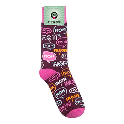 FUNATIC Crazy Socks with Funny Sayings - Novelty Gift for Men, Women, Adult - color: Mom! Mom! Mom!