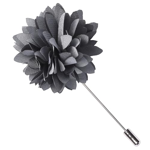 Branduce 3.15"（8cm） Mens Tie and Lapel Pin Solid Necktie Handkerchief Tie Clip Set for Men - color: Dark Grey