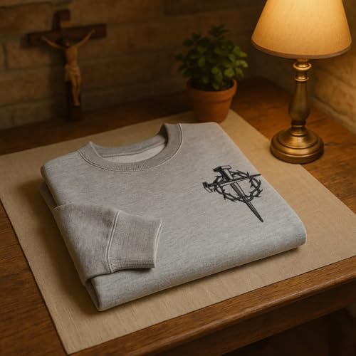 Jesus Cross Embroidered Sweatshirts Black