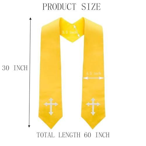 Clergy Stole & Choir Stole with Cross Embroidery 60'' (Pink) - color: Gold