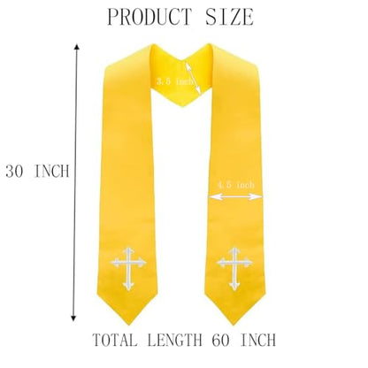 Clergy Stole & Choir Stole with Cross Embroidery 60'' (Pink) - color: Gold
