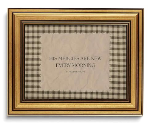 Christian Wall Art Bible Verse Wall Decor Lamentations 3:23 Canvas Art - color: Gold Framed-11, size: 8x10in