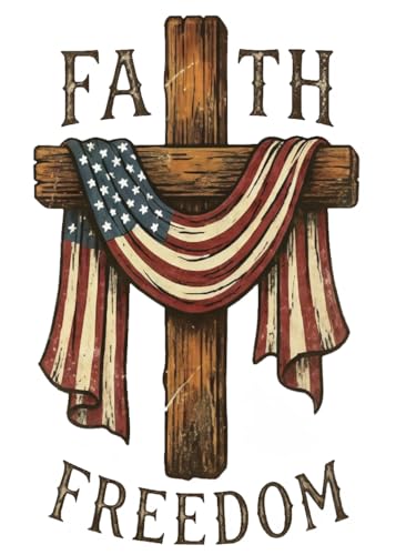 American Flag Cross Christian Patriotic Car Decal - color: Faith Freedom 250 Years