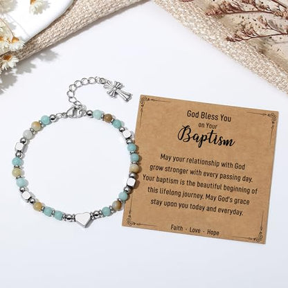 TONY & SANDY Christian Gifts for Women, Religious Cross Bracelet Faith Jewelry, Confirmation Baptism Christmas Birthday Gifts for Women, Unique Gifts for Teens Girls Kids Adults - style: Baptism
